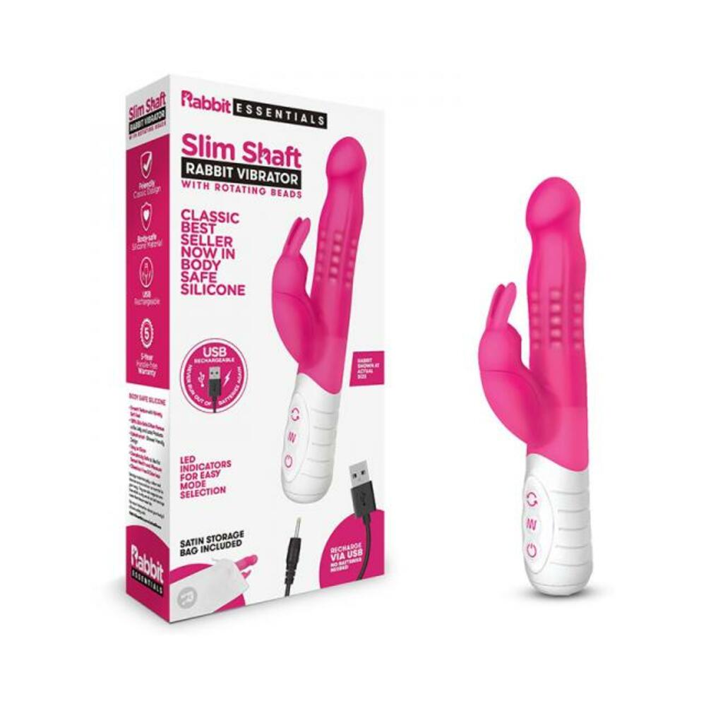 Rabbit Essentials Slim Shaft Rabbit Vibrator Hot Pink