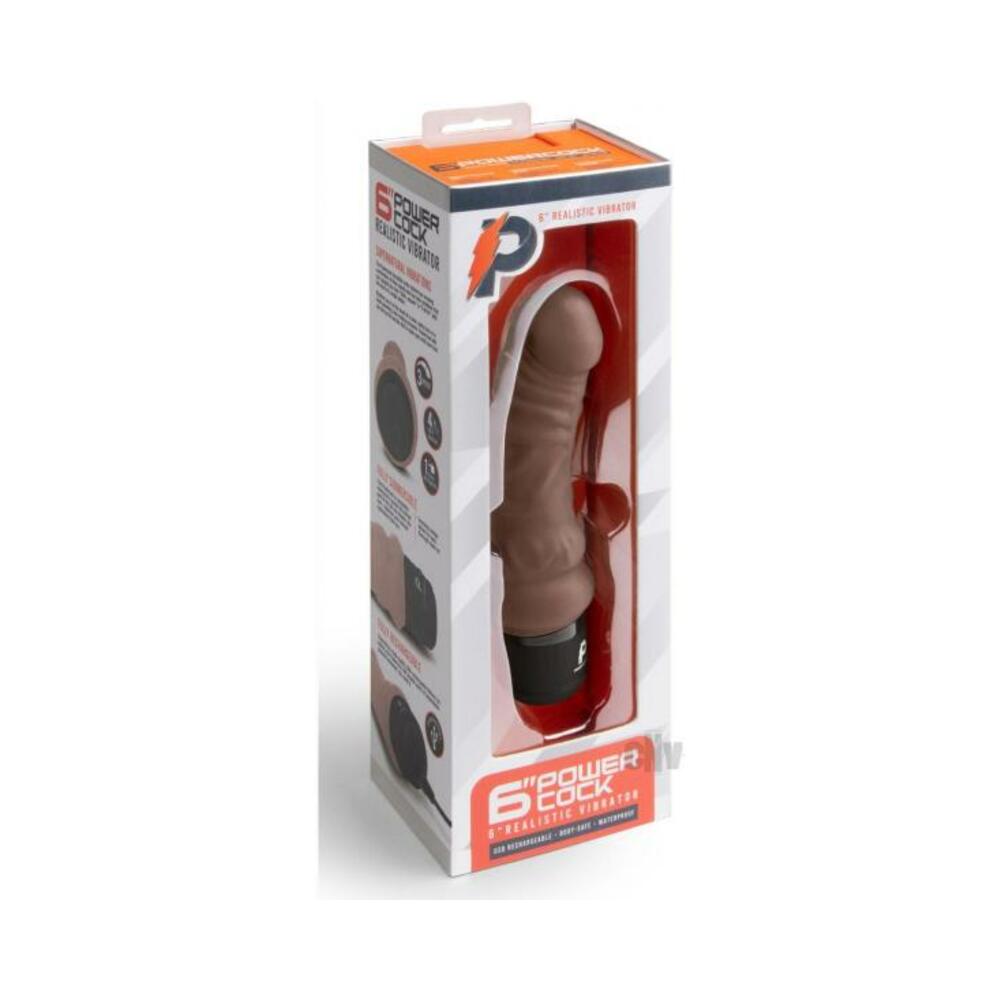 Pc Realistic Vibrator 6 Dk Brown