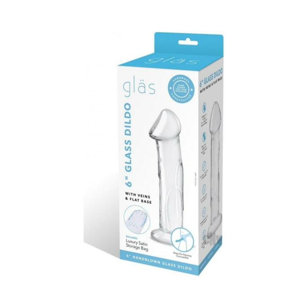 Glas 6" Dildo W/veins & Flat Base