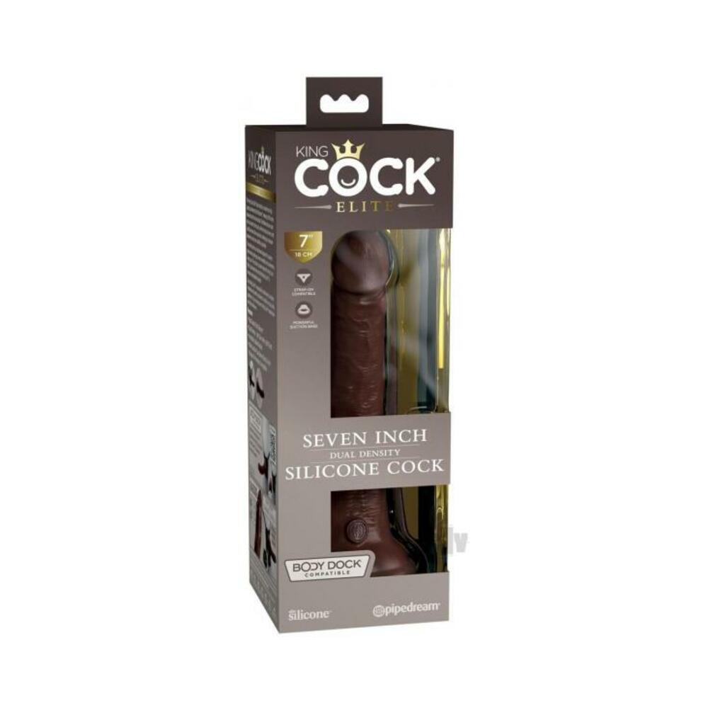 King Cock Elite Silicone Dual-density Cock 7 In. Brown