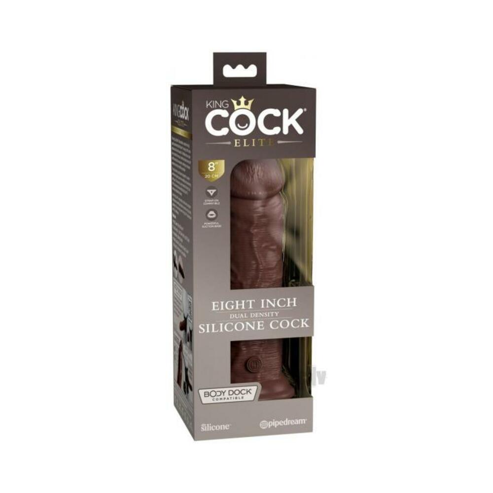 King Cock Elite Silicone Dual-density Cock 8 In. Brown