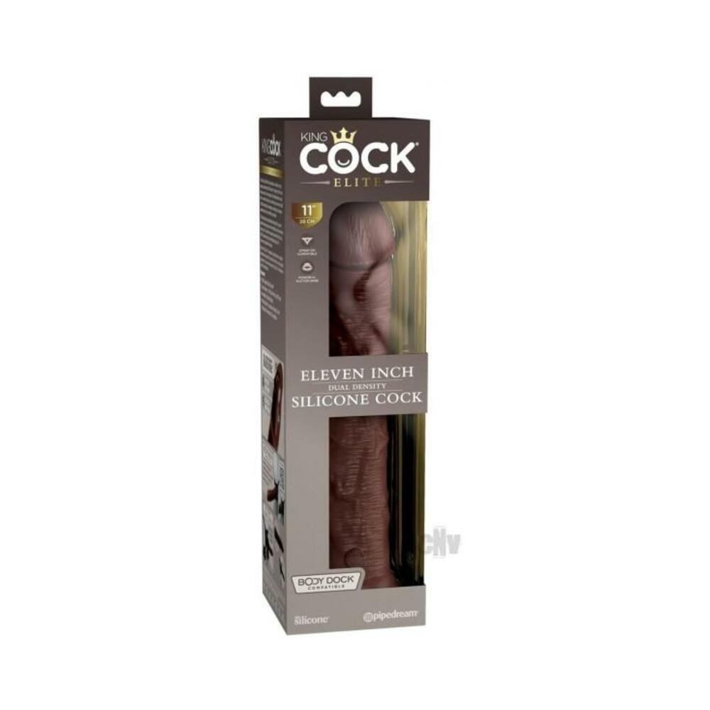 King Cock Elite Silicone Dual-density Cock 11 In. Brown