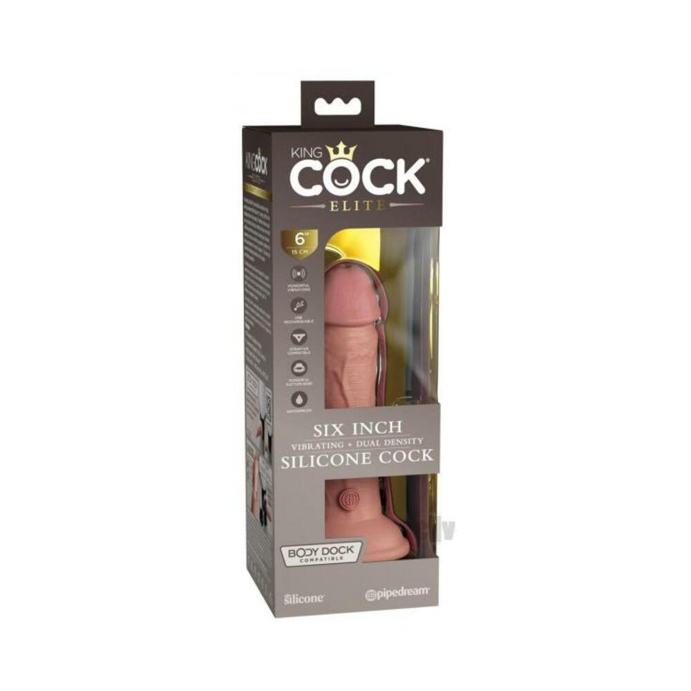 King Cock Elite Vibrating Silicone Dual-density Cock 6 In. Light