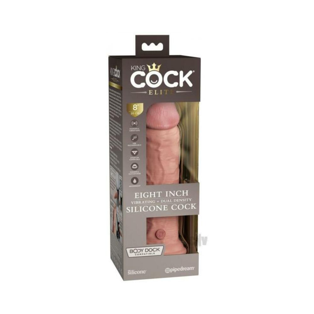 King Cock Elite Vibrating Silicone Dual-density Cock 8 In. Light