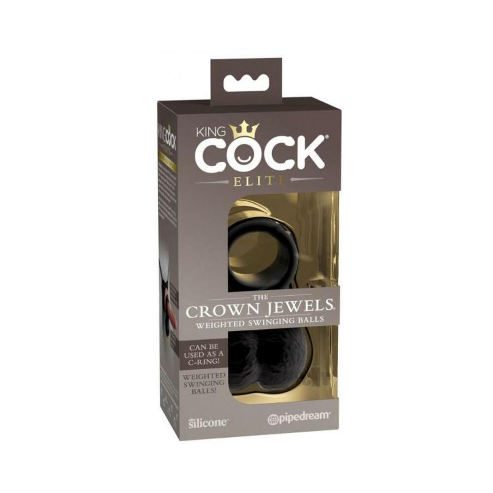 King Cock Elite The Crown Jewels Swinging Balls Weighted C-ring