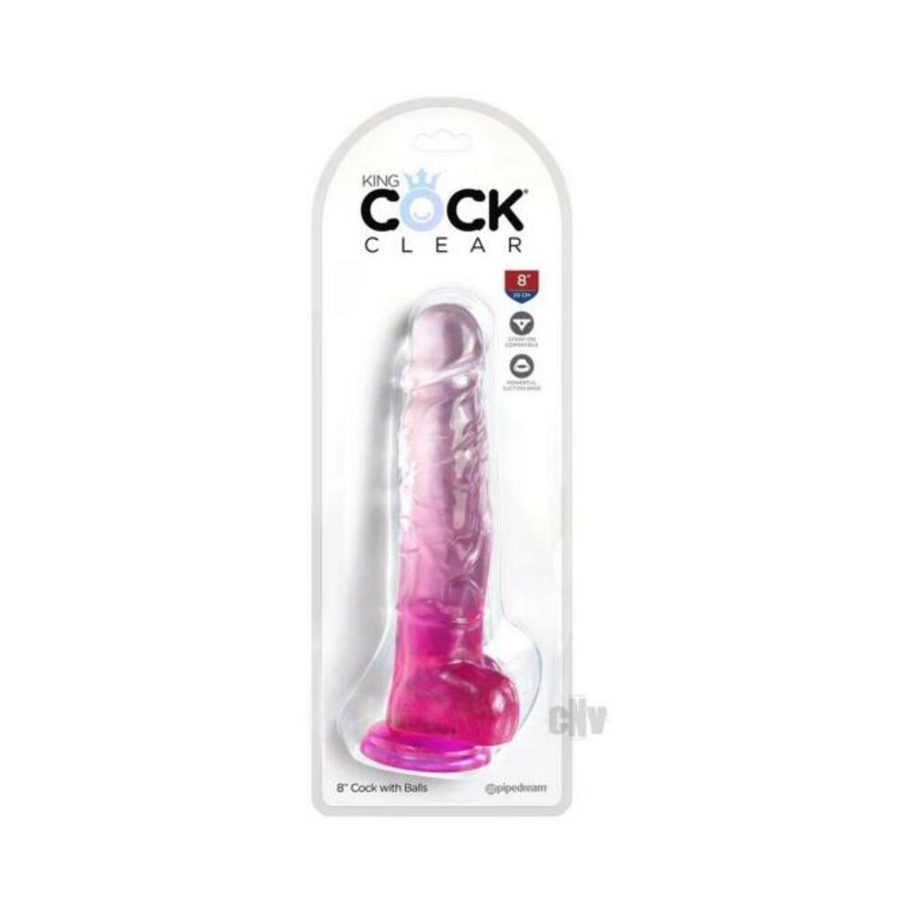 Kc 8 Cock Clear W/balls Pink