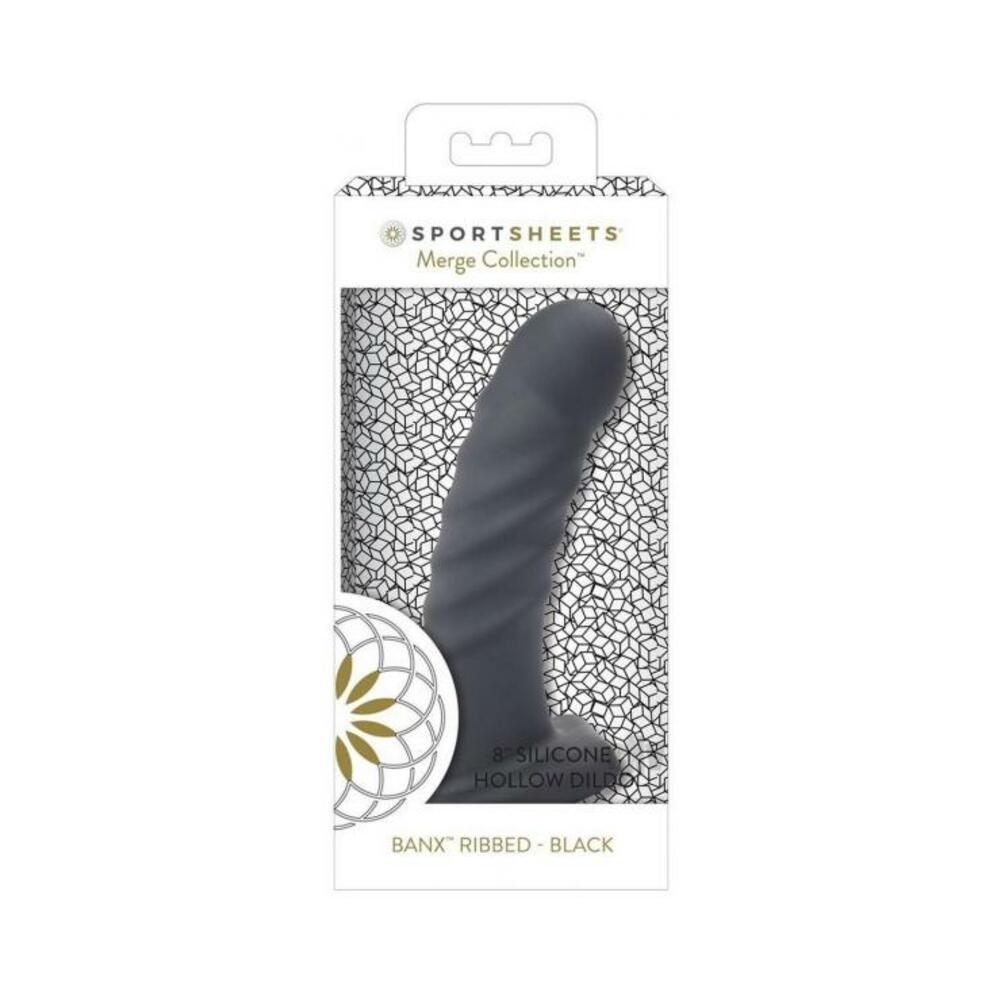 Banx Ribbed Hollow Dildo Black