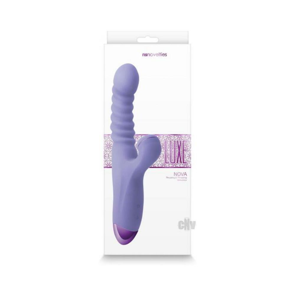 Luxe Nova Thrusting And Throbbing Dual Stimulator Purple