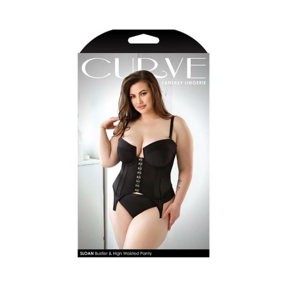 Curve Sloan Cropped Bustier With Molded Cups & High-waisted Panty 1x/2x Black