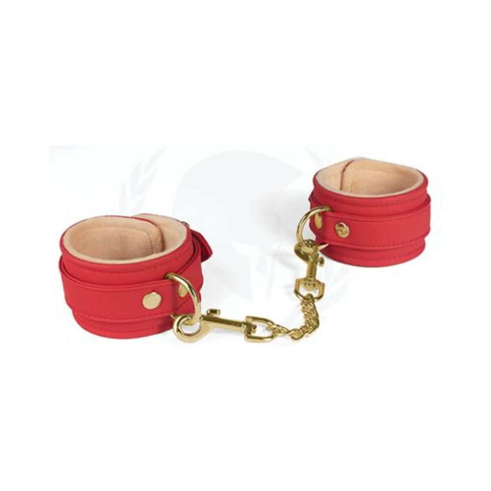 Spartacus Red Pu Wrist Cuffs With Plush Lining