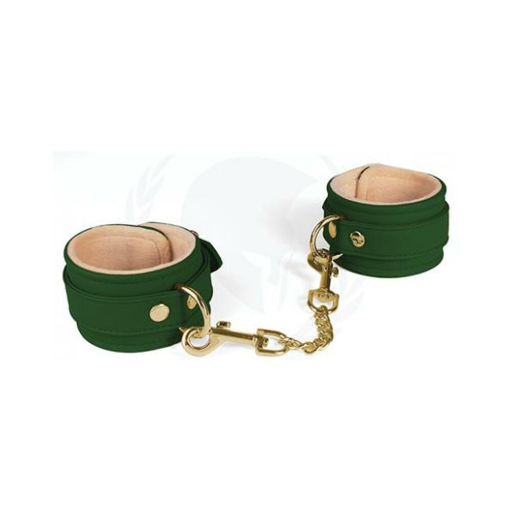 Spartacus Green Pu Wrist Cuffs With Plush Lining