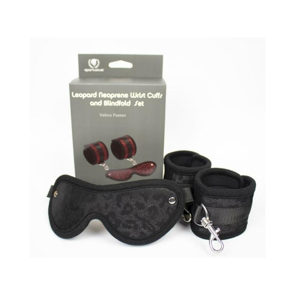 Spartacus Blindfold And Wrist Cuff Kit Neoprene Black