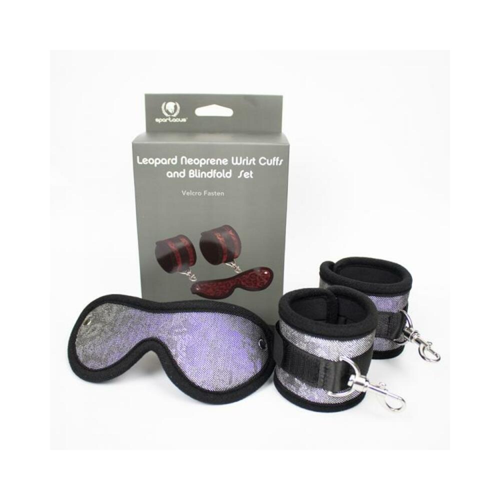 Spartacus Blindfold And Wrist Cuff Kit Neoprene Silver