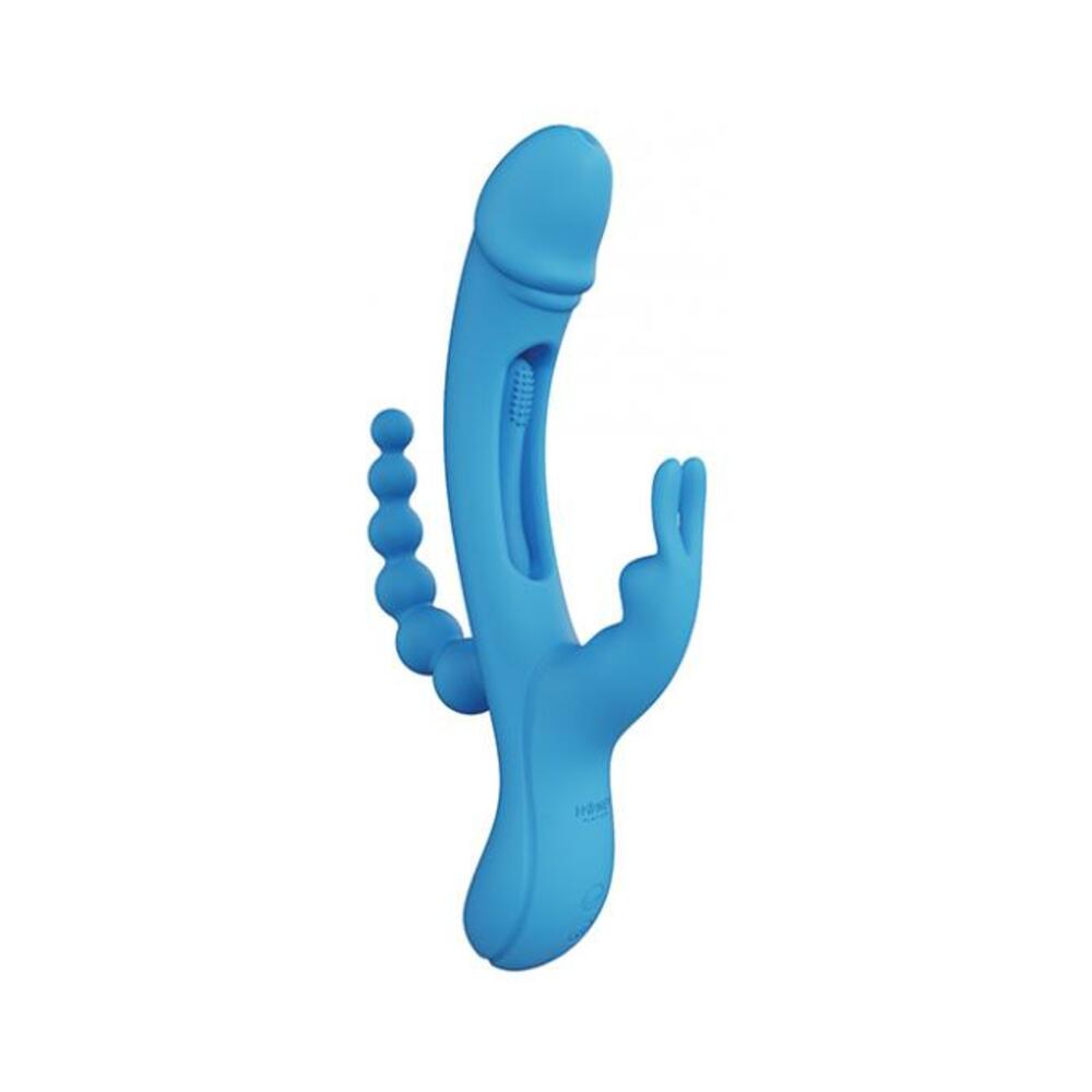 Trilux Kinky Finger Rabbit Vibrator With Anal Beads - Blue