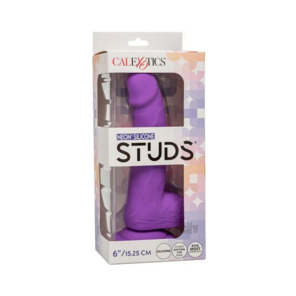 Silicone Studs Neon 6" Dildo - Purple