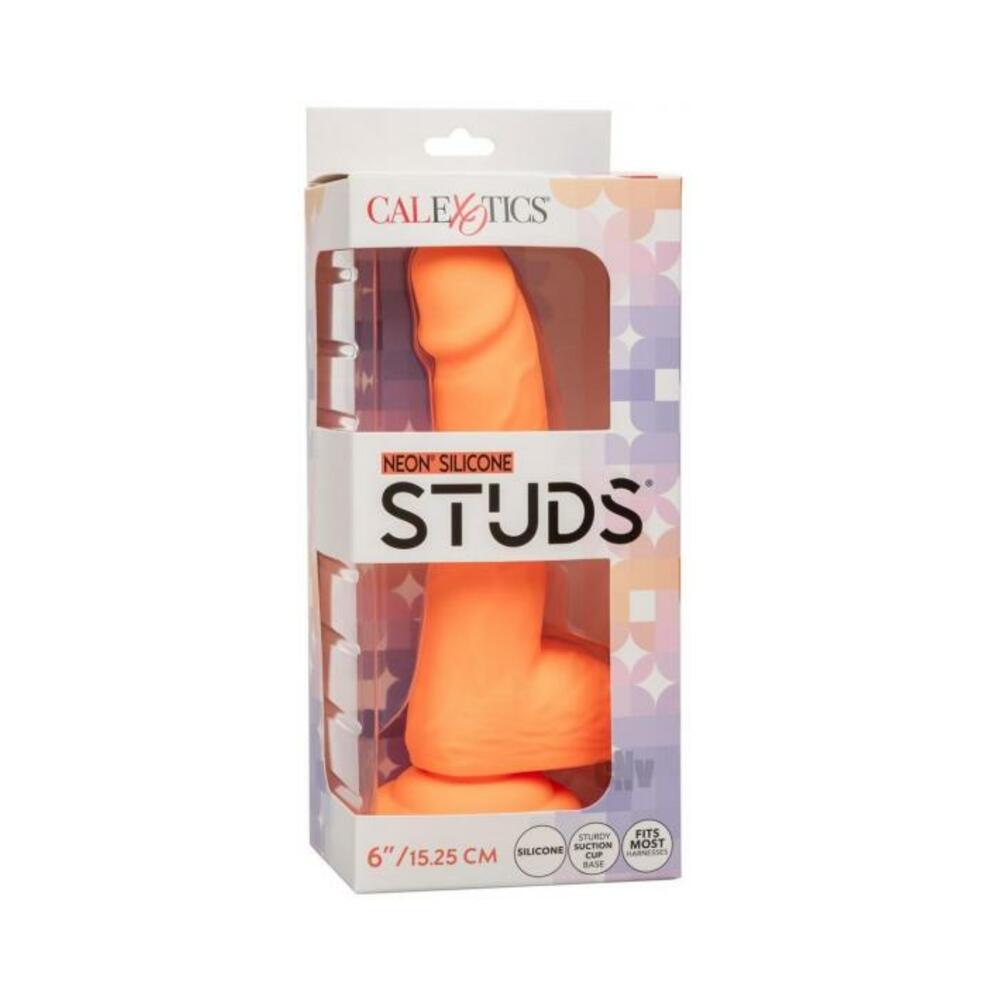 Silicone Studs Neon 6" Dildo - Orange