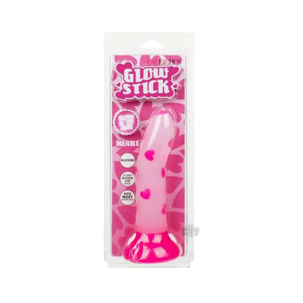 Glow Stick Heart Suction Cup Glow-in-the-dark Dildo - Pink