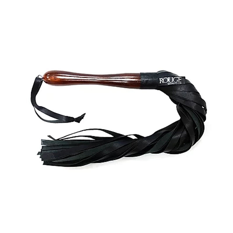 Rouge Leather Wooden Handle Flogger Black