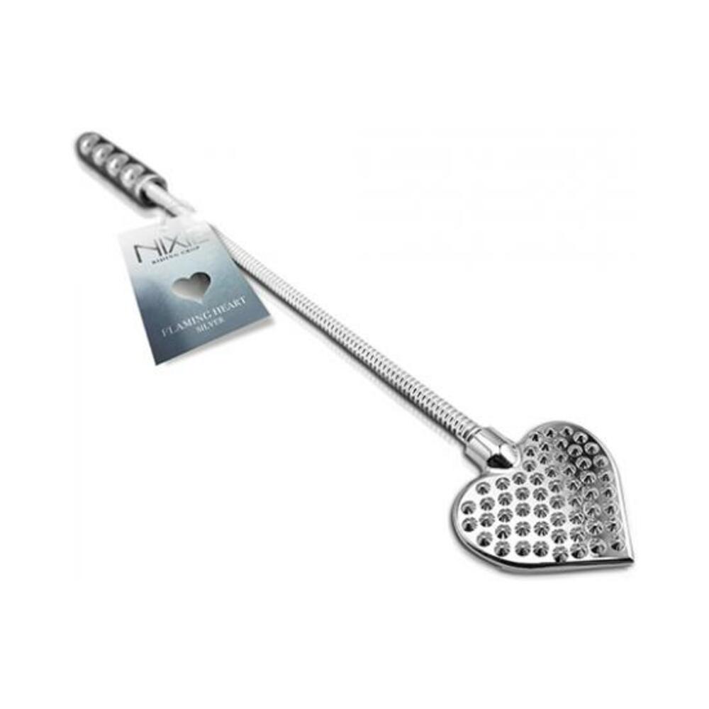 Nixie Metal Riding Crop Flaming Heart