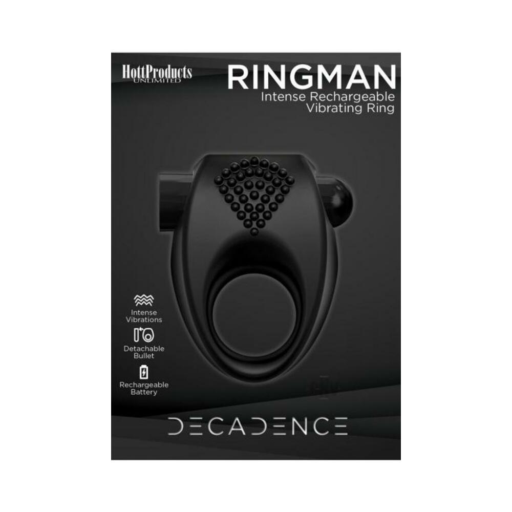 Decadence Ring Man Vibrating Rechargeable Cock Ring Black