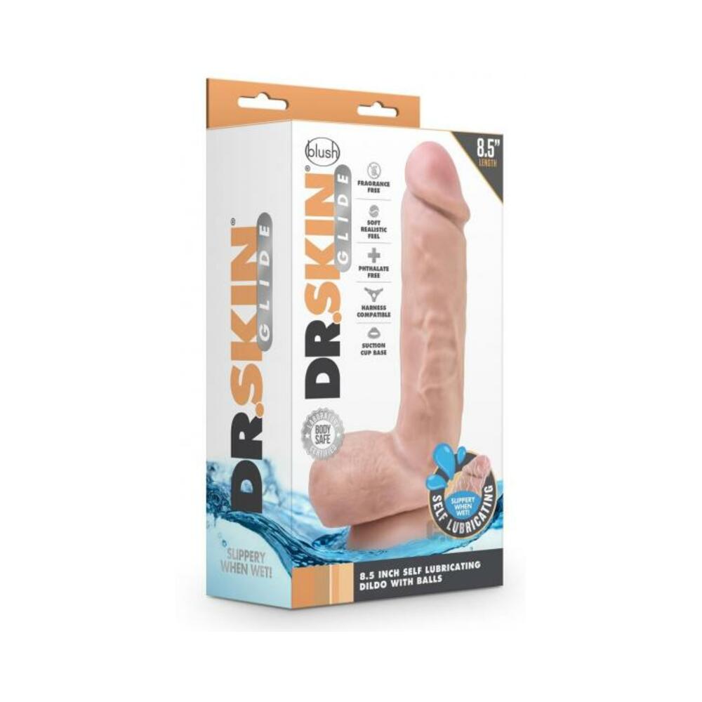 Dr. Skin Glide 8.5" Self-lubricating Dildo With Balls