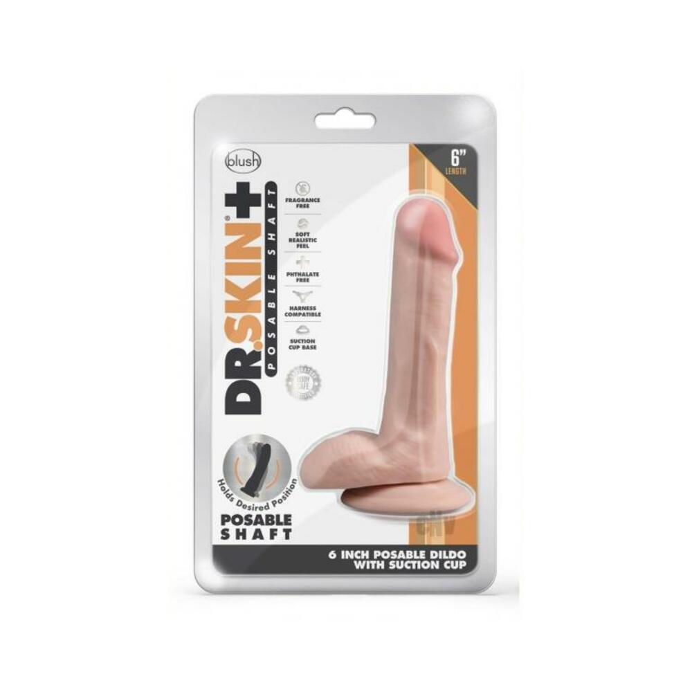 Dr. Skin Plus Posable Dildo With Balls 6 In. Vanilla