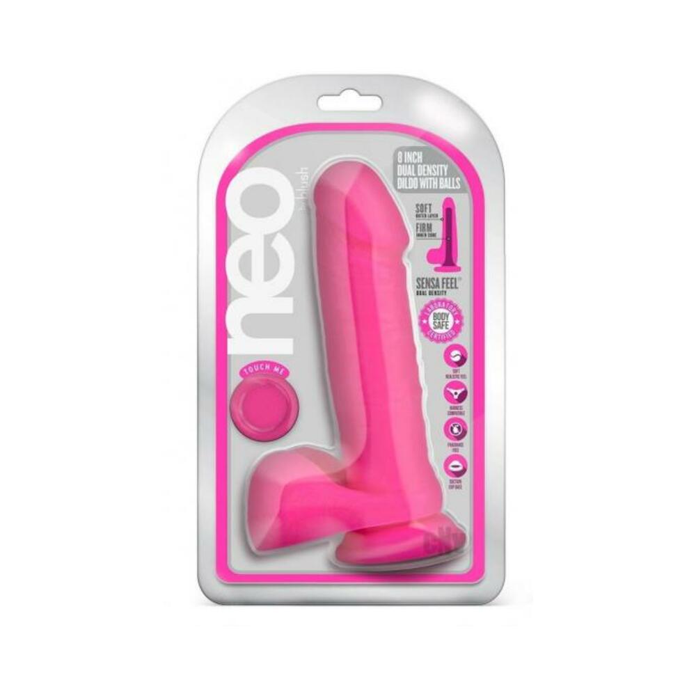 Neo Dual Density Dildo 8` Neon Pink