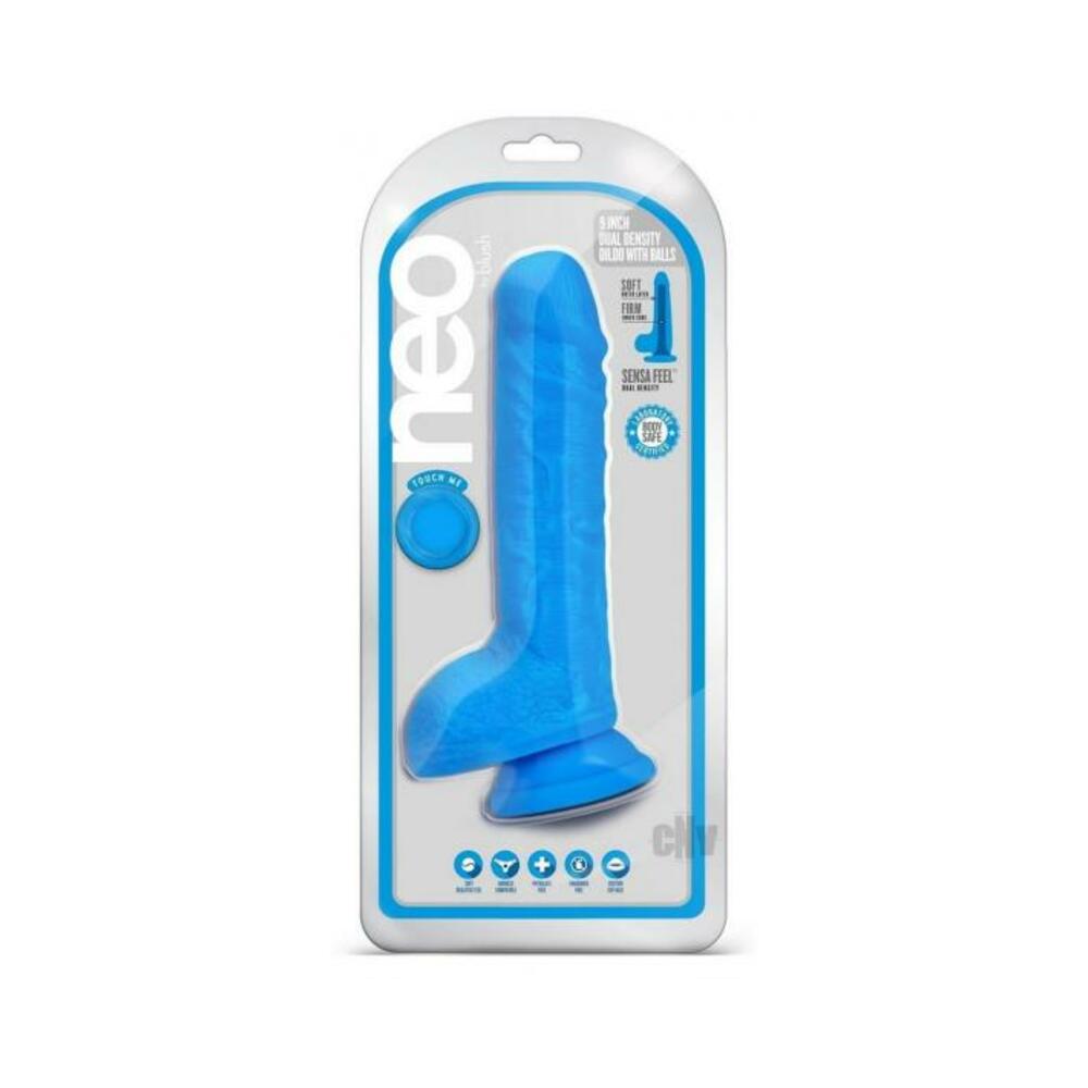 Neo Dual Density Dildo 9` Neon Blue