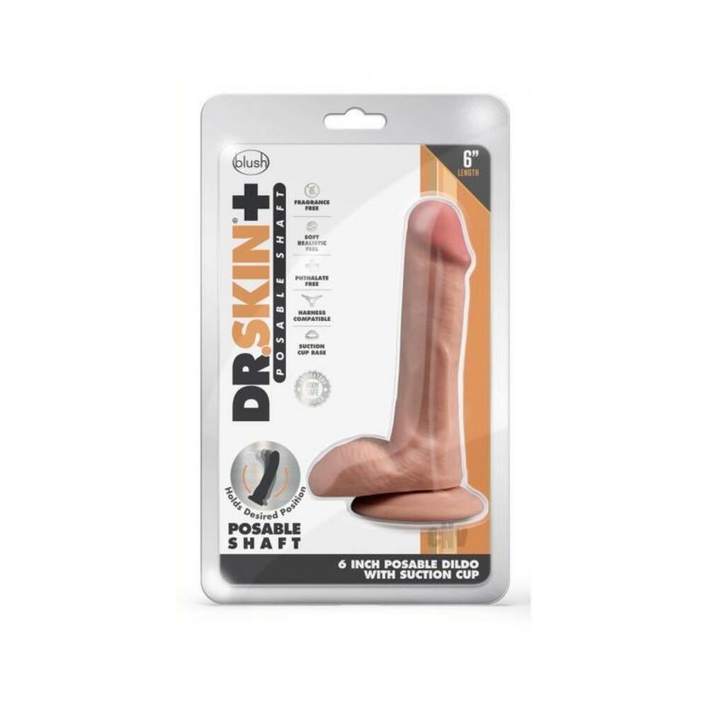 Dr. Skin Plus Posable Dildo With Balls 6 In. Mocha