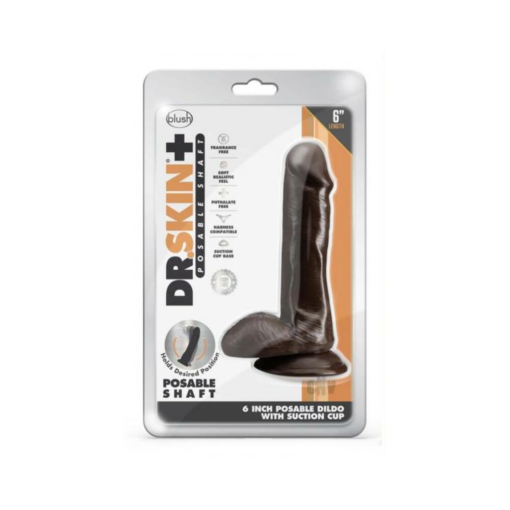 Dr. Skin Plus Posable Dildo With Balls 6 In. Chocolate