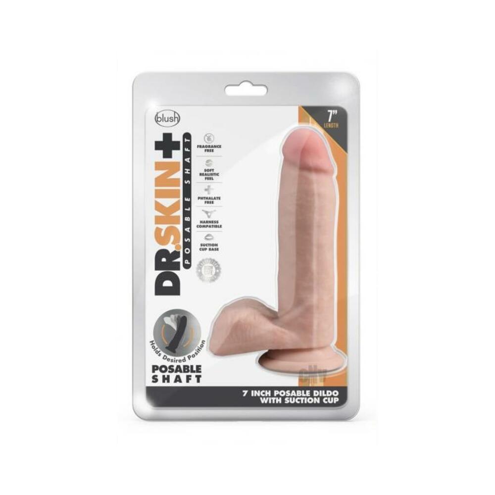 Dr. Skin Plus Posable Dildo With Balls 7 In. Vanilla