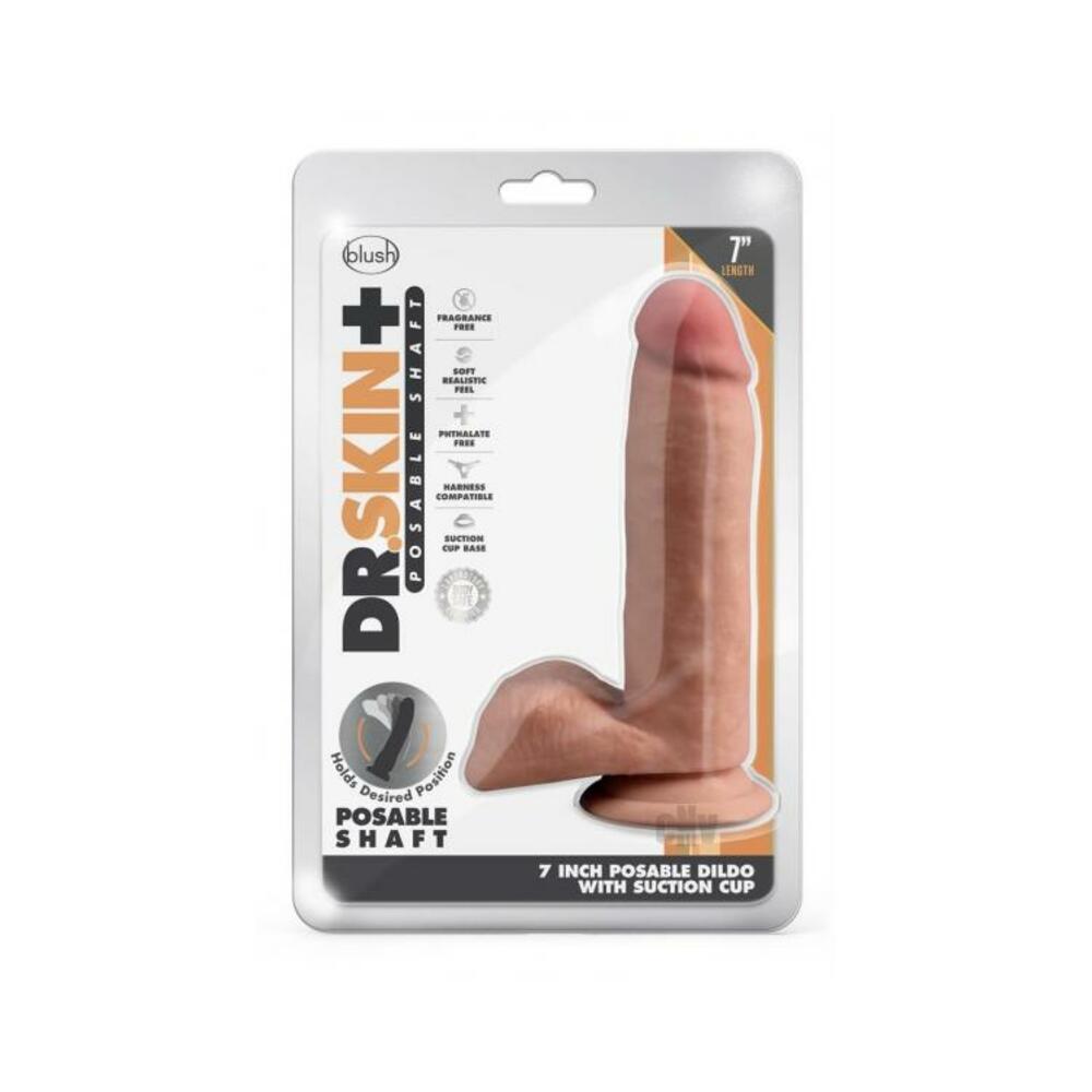 Dr. Skin Plus Posable Dildo With Balls 7 In. Mocha