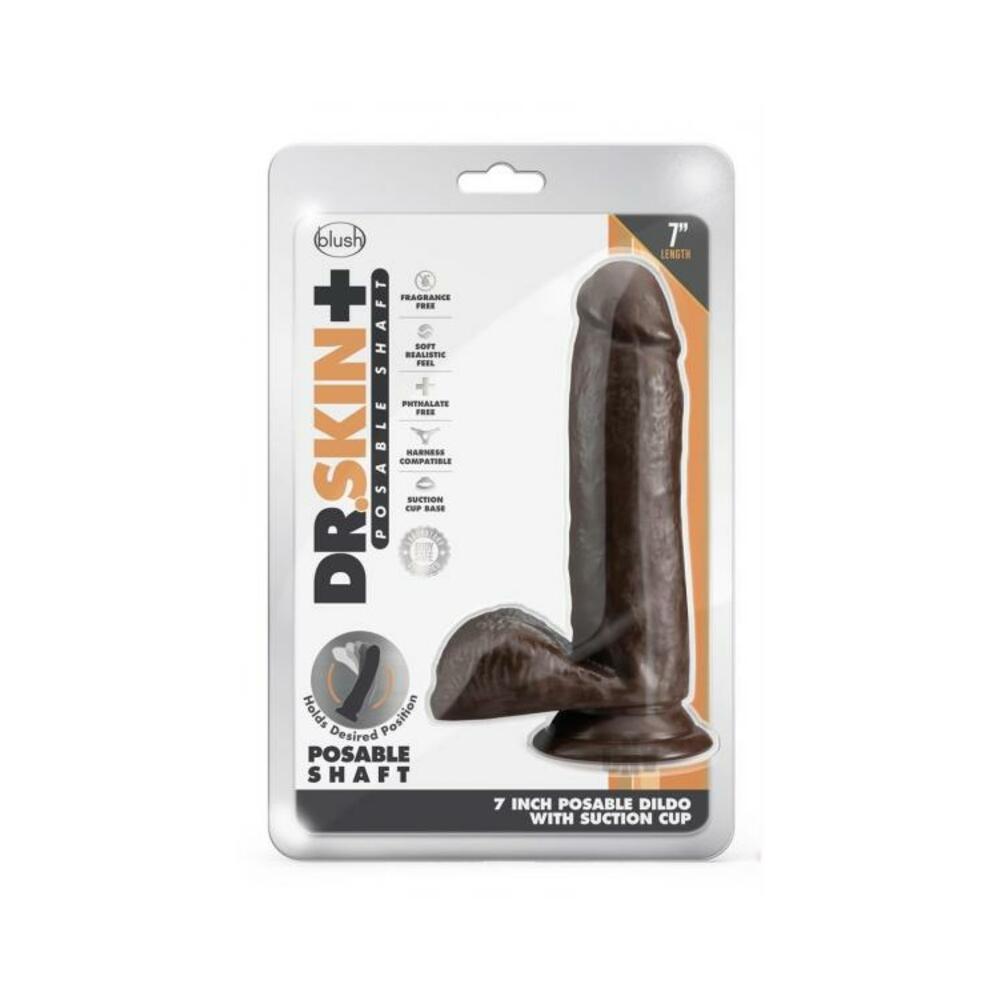 Dr. Skin Plus Posable Dildo With Balls 7 In. Chocolate