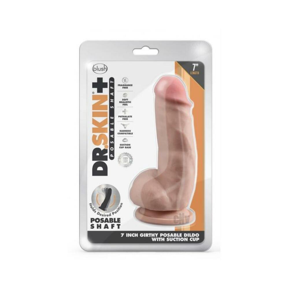 Dr. Skin Plus Girthy Posable Dildo With Balls 7 In. Vanilla