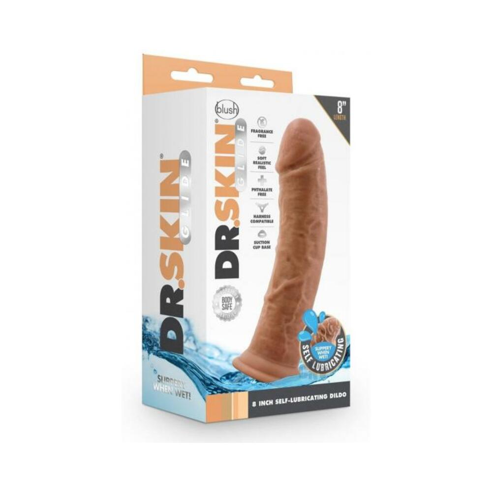 Dr. Skin Glide Self-lubricating Dildo 8 In. Mocha