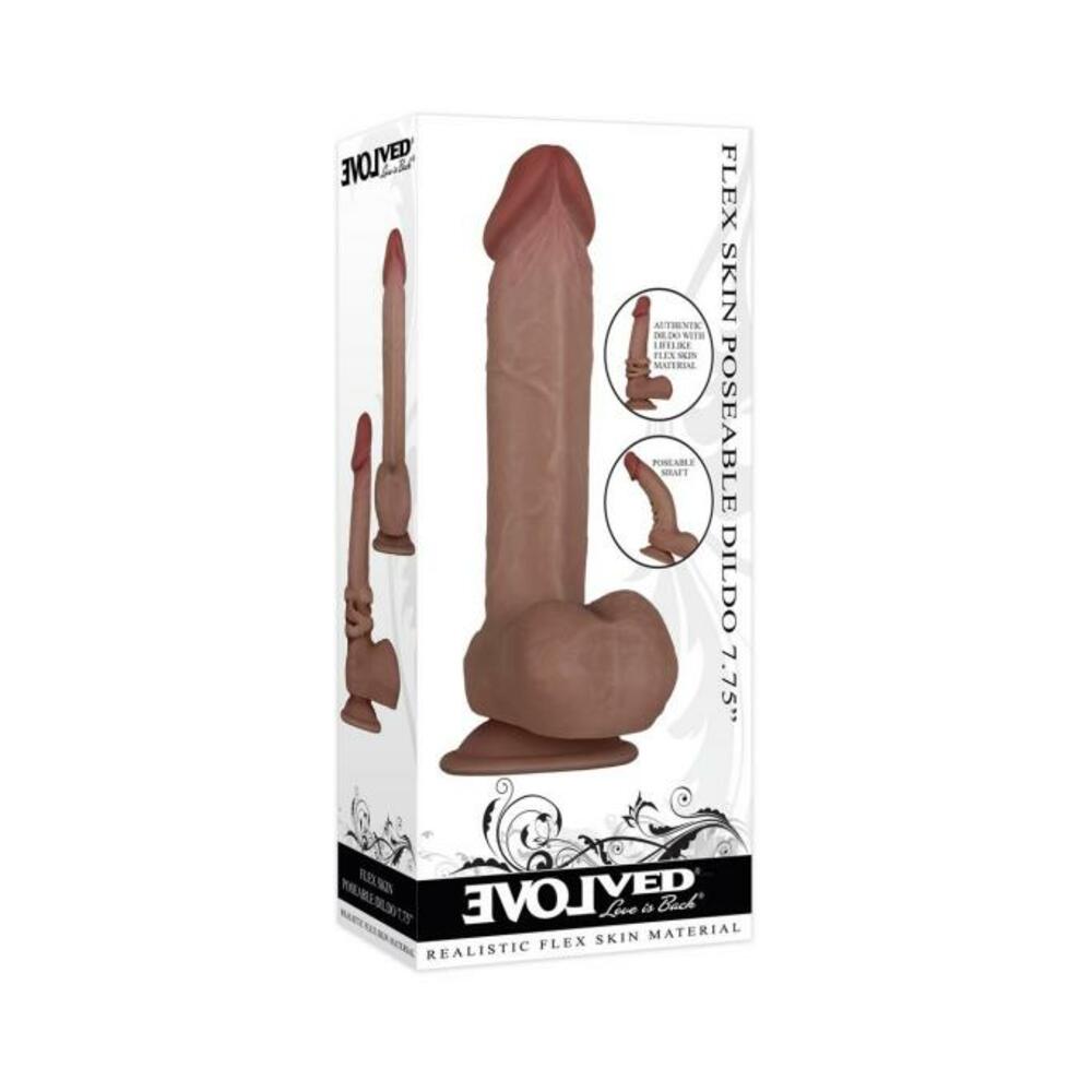 Evolved Flex Skin Poseable Dildo 7.75" - Dark