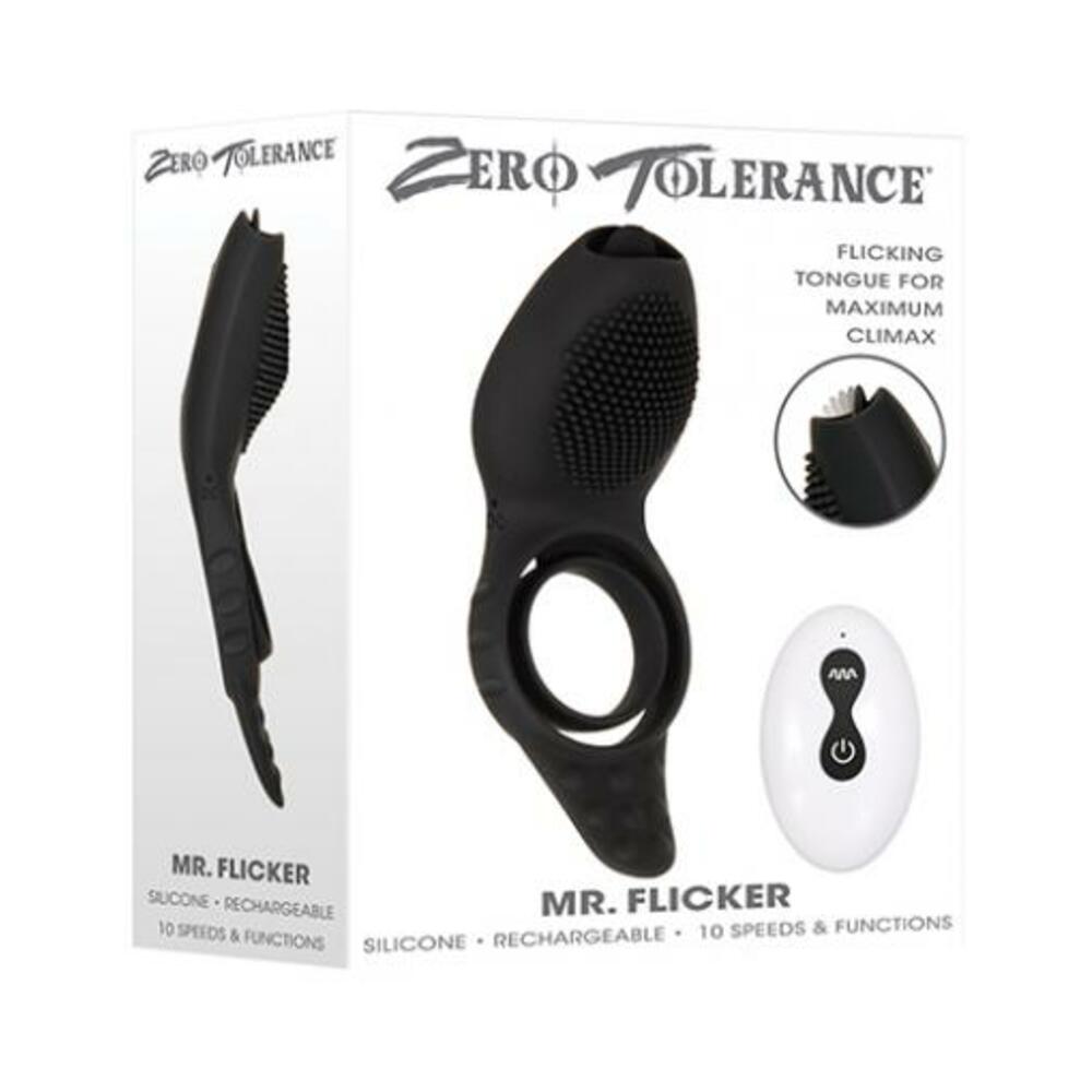 Zt Mr. Flicker Vibrating Silicone Cock Ring Black