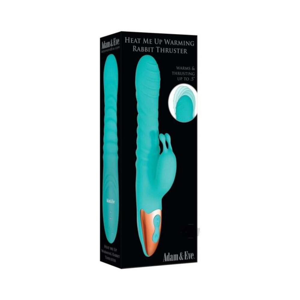 A&e Heat Me Up Warming Rabbit Thruster Silicone Rechargeable Aqua