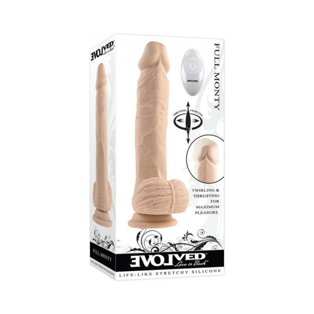 Evolved Full Monty Rechargeable Remote-controlled Thrusting Twirling 9 In. Silicone Dildo Light