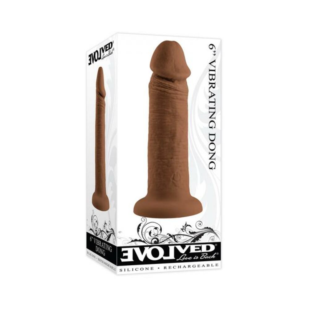 Evolved Rechargeable Vibrating 6 In. Silicone Dildo Dark