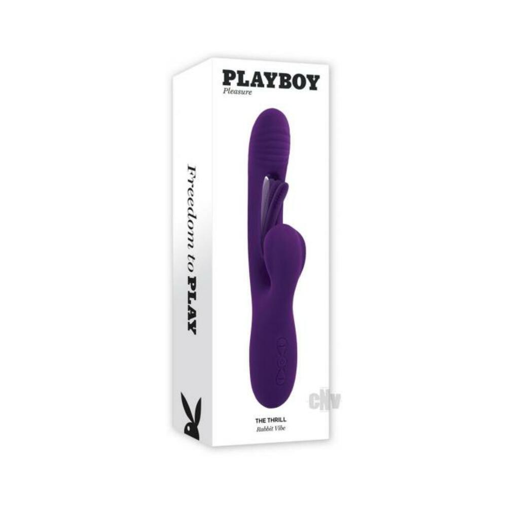 Playboy The Thrill Rechargeable Silicone Dual Stim Vibrator With Flapper Acai