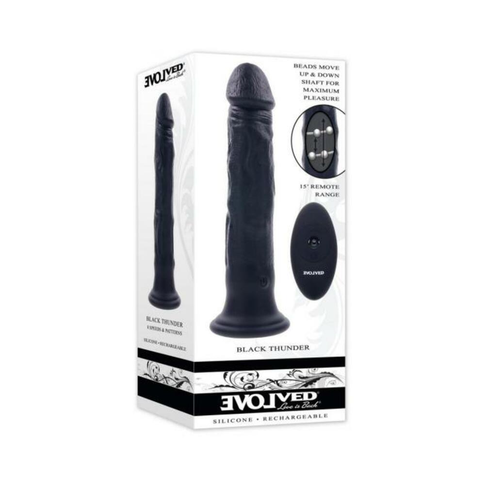 Evolved Black Thunder Vibrating Dildo With Moving Beads And Remote Control