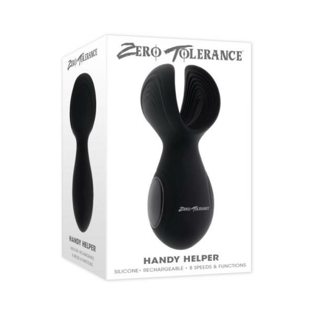 Zero Tolerance Handy Helper Rechargeable Vibrating Stroker Silicone Black