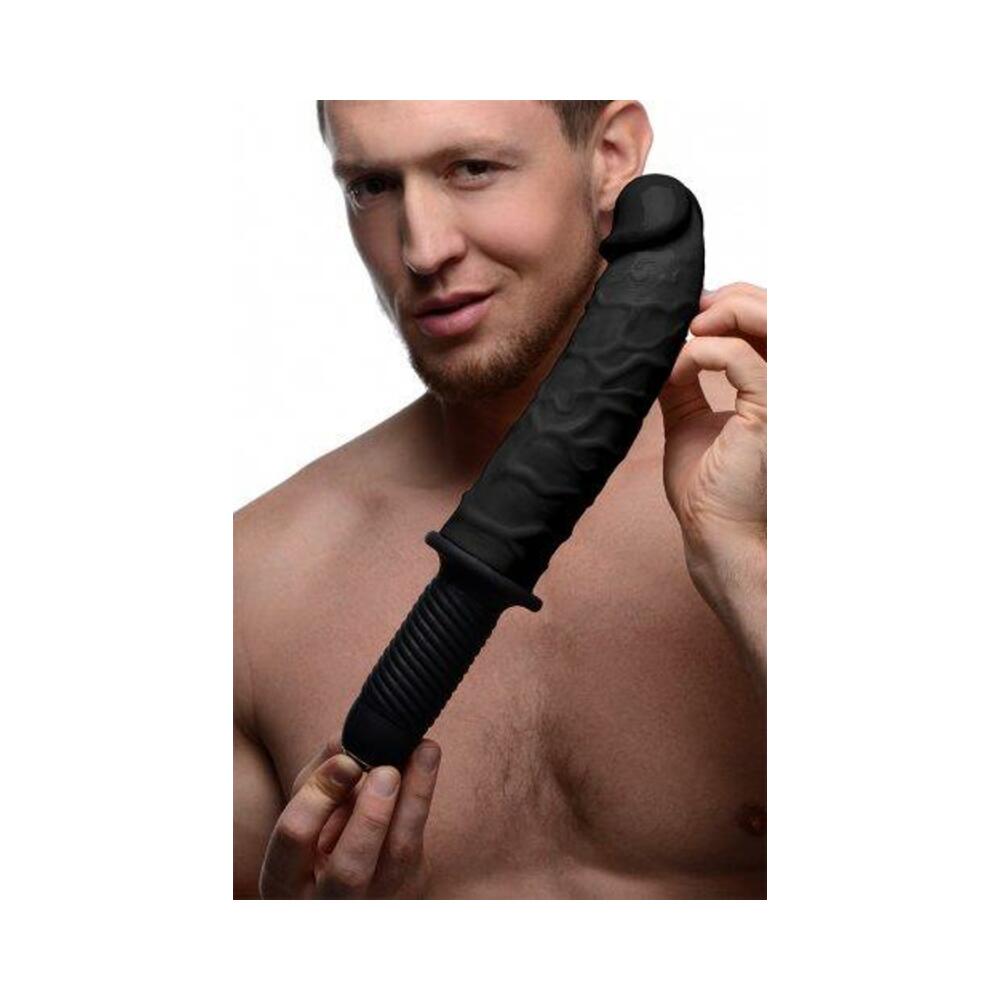 The Curved Dicktator Vibrating Giant Dildo Thruster Black