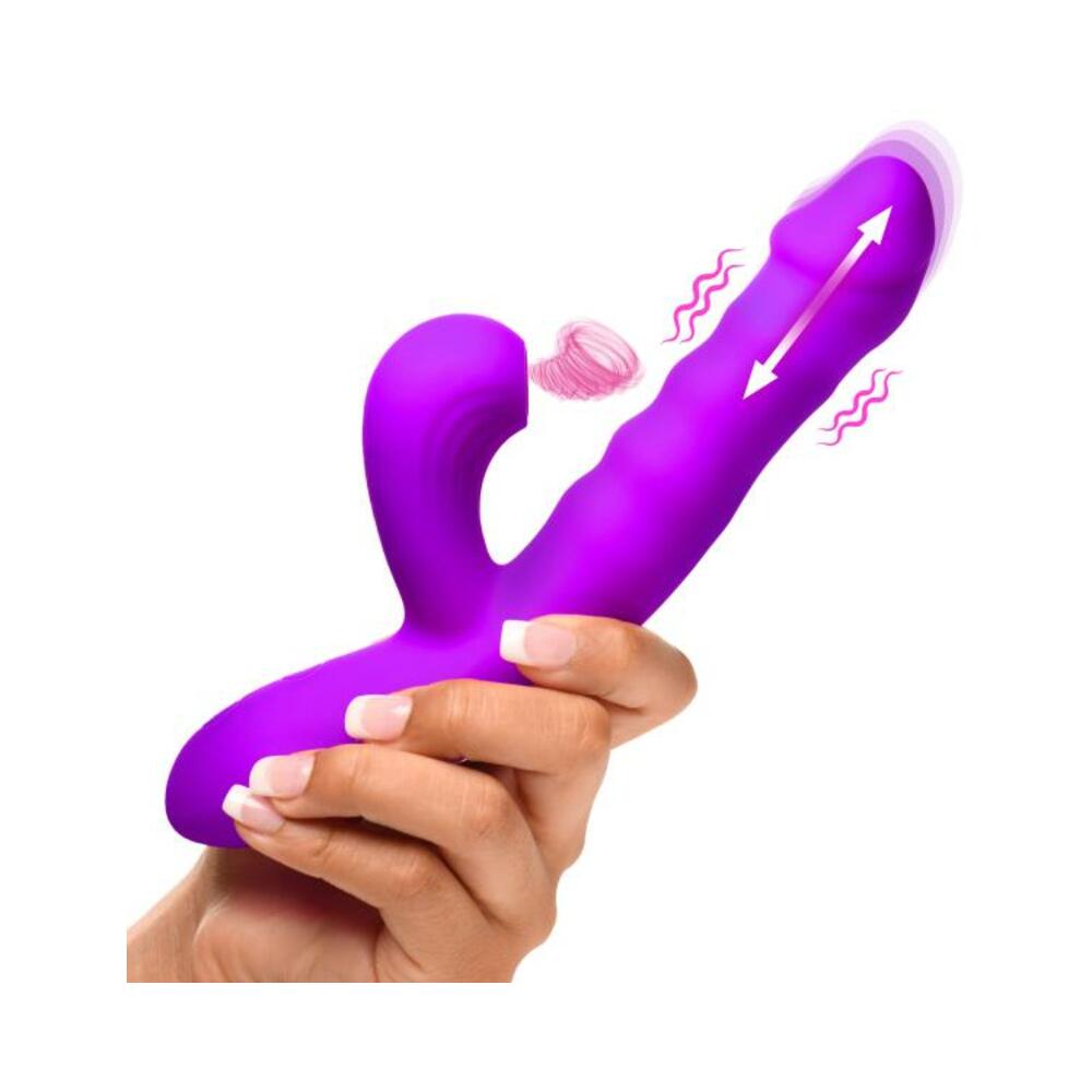 Thrusting And Sucking Silicone Rabbit Vibrator