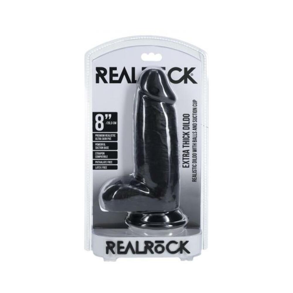 Realrock Extra Thick 8 In. Dildo With Balls Black