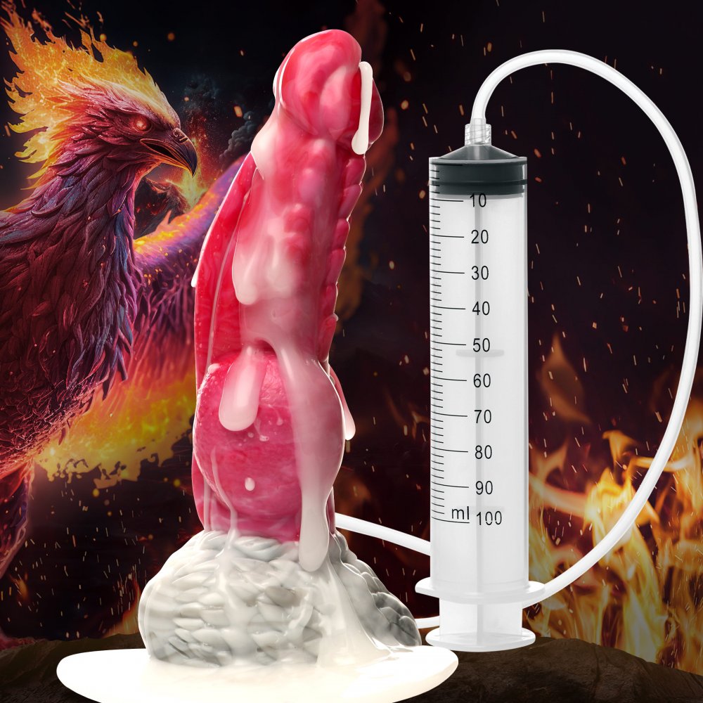 Creature Cocks Resurrector Phoenix Squirting Silicone Dildo - Red/white