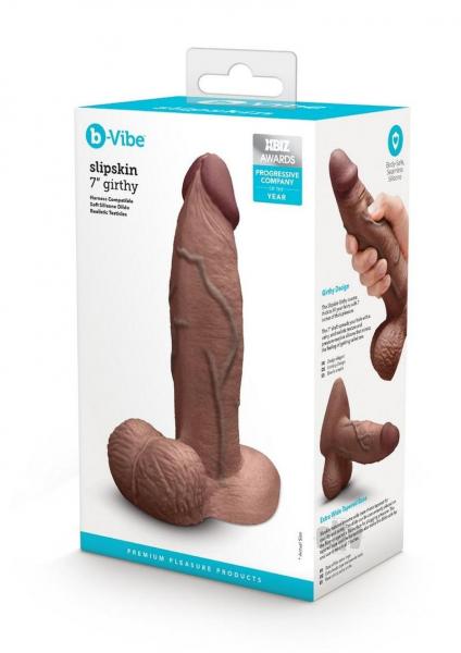 B-vibe Slipskin Dildo Girthy 7 Brn