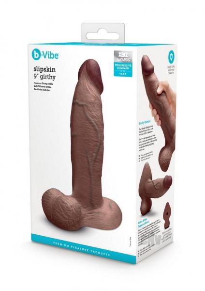 B-vibe Slipskin Dildo Girthy 9 Brn