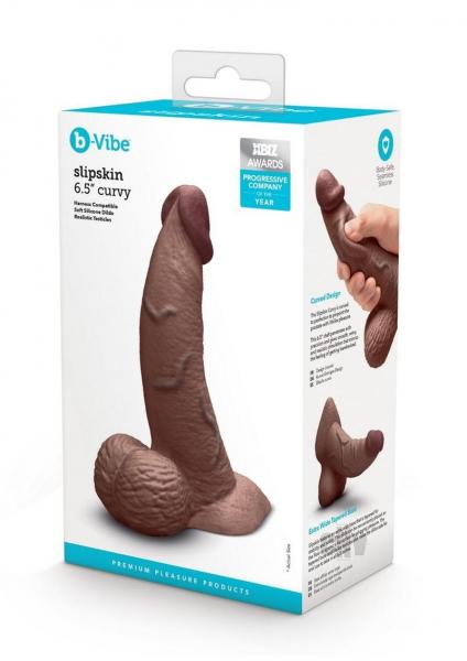 B-vibe Slipskin Dildo Curve 6.5 Brn